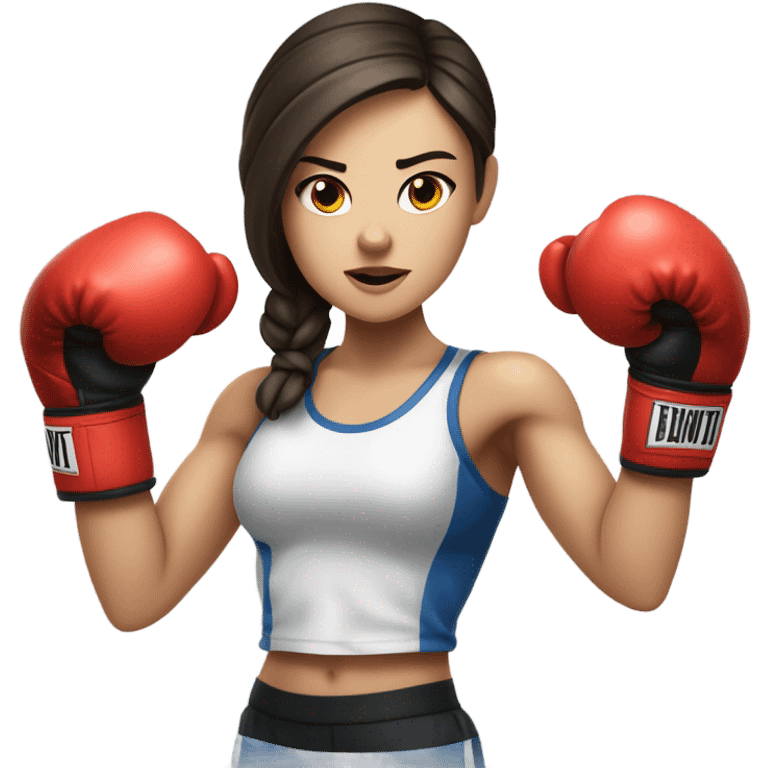 white brunette girl boxing emoji