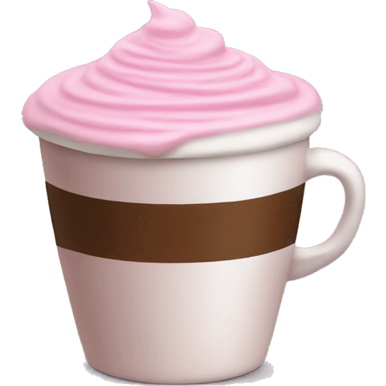 Large cup, pink drink, mocha foam on top , emoji