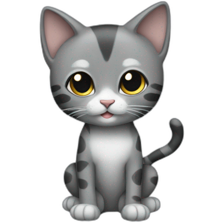 full body grey and black playful baby skinny cat emoji