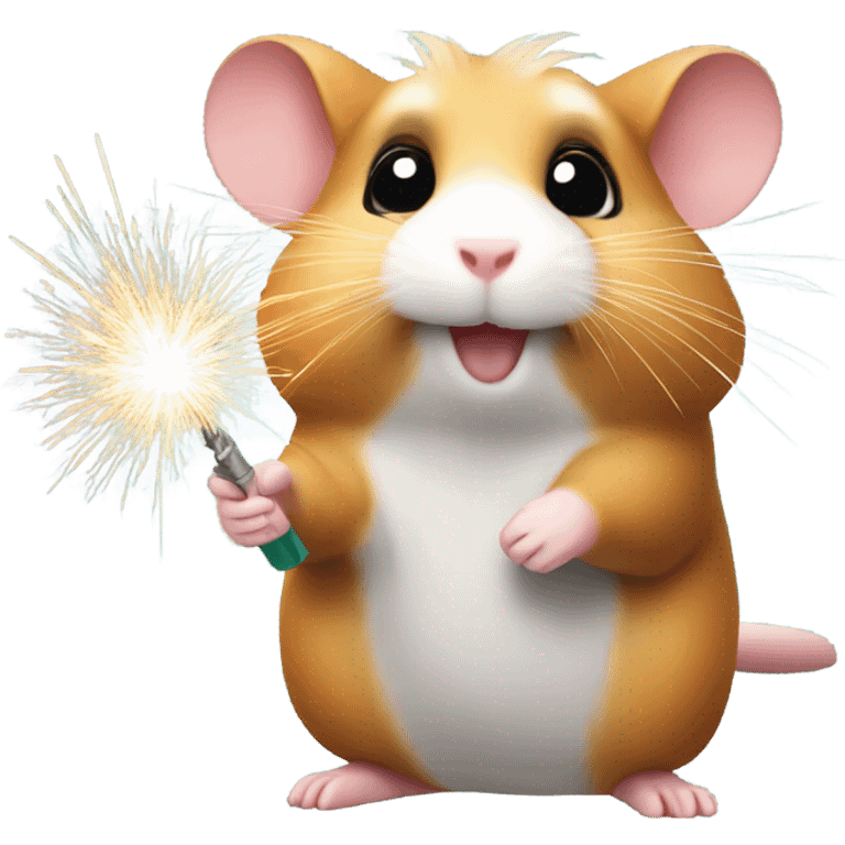 Christmas hamster with sparkler emoji