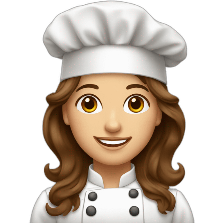 happy spanish woman chef long wavy brown hair hazel eyes emoji