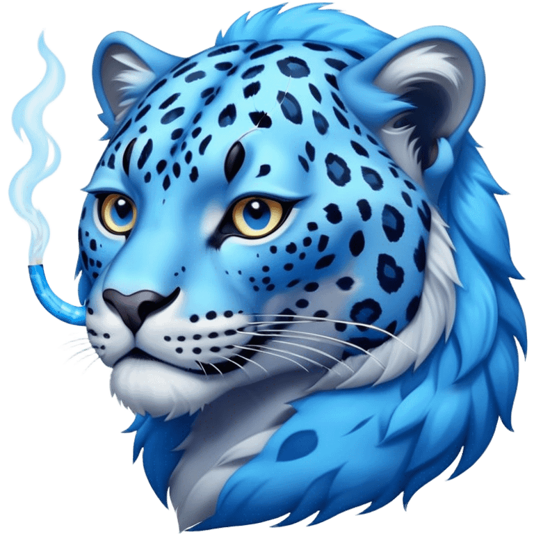 Thecutie blue leopard is smoking emoji