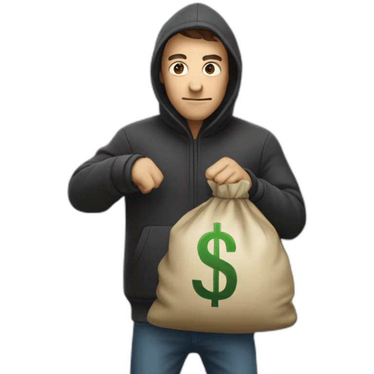 A thief with a bag of money in his hands emoji