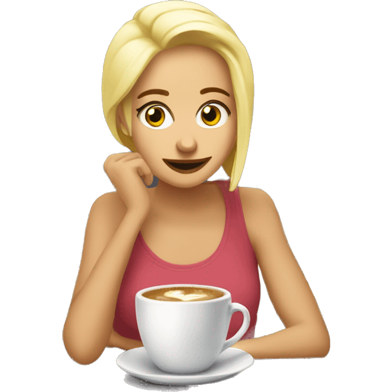 Chica rubia tomando café  emoji