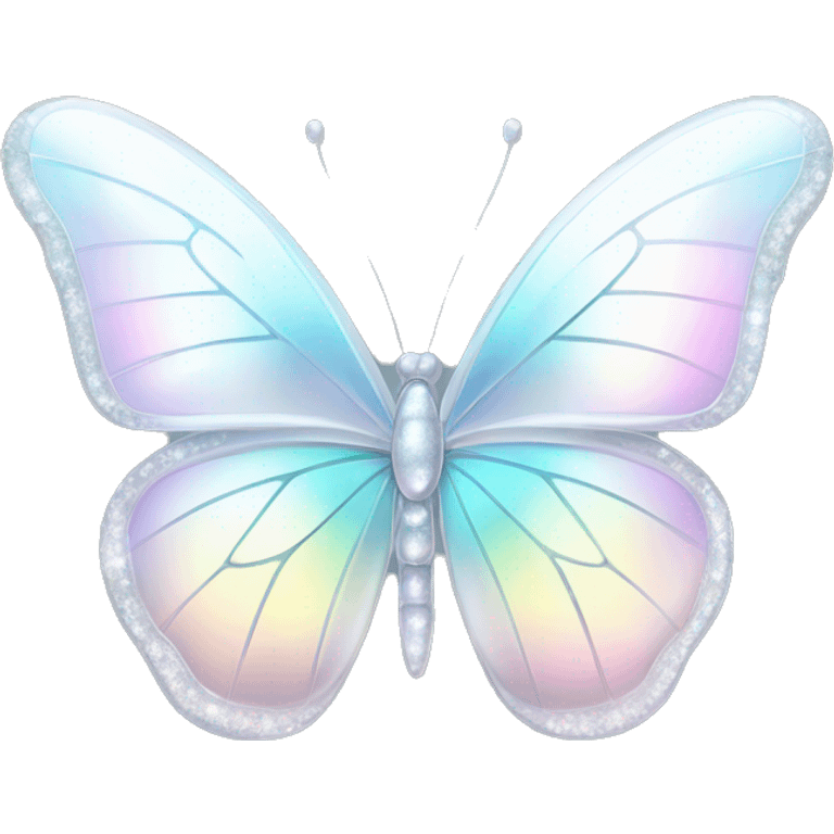 Sparkly glossy Pastel white iridescent glass crystal butterfly emoji