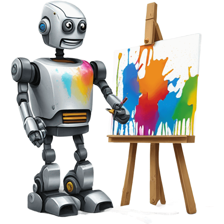 robot paints emoji