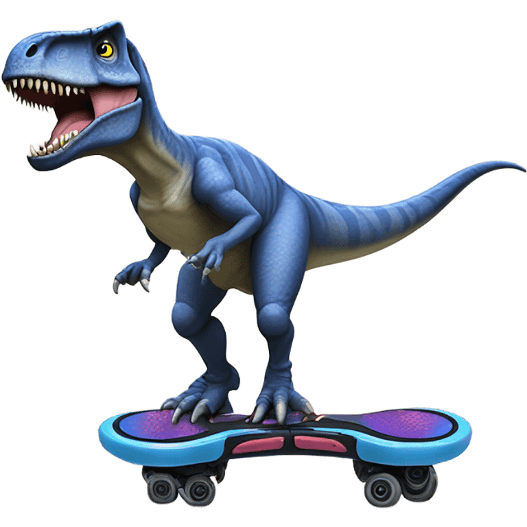 T rex on a hoverboard emoji