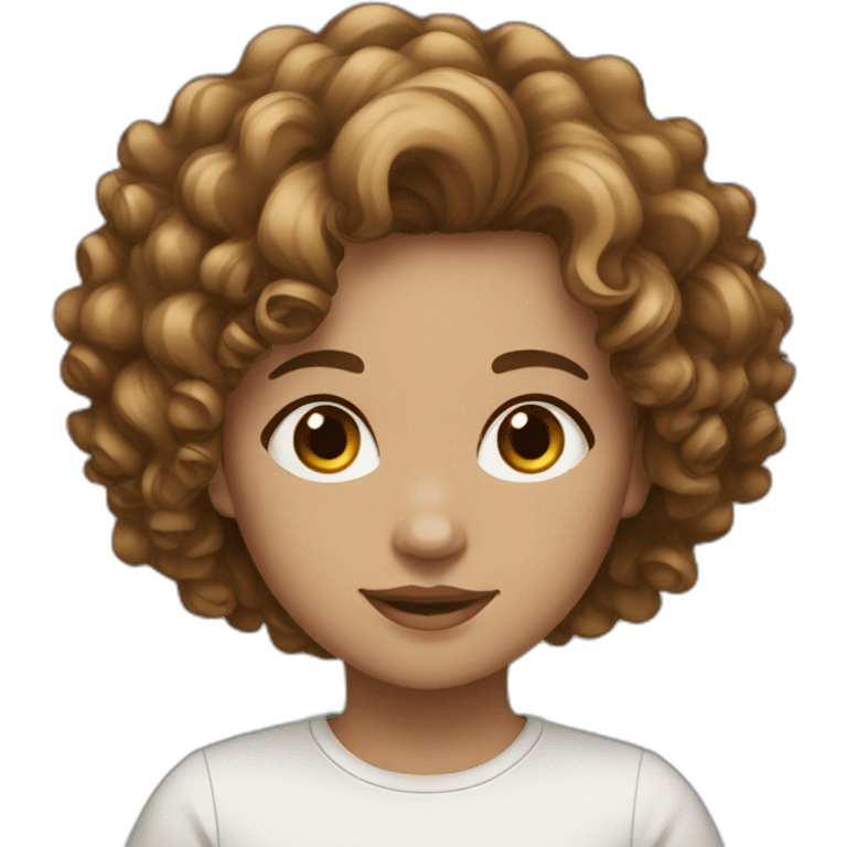 A girl white brown curly medium hair  emoji