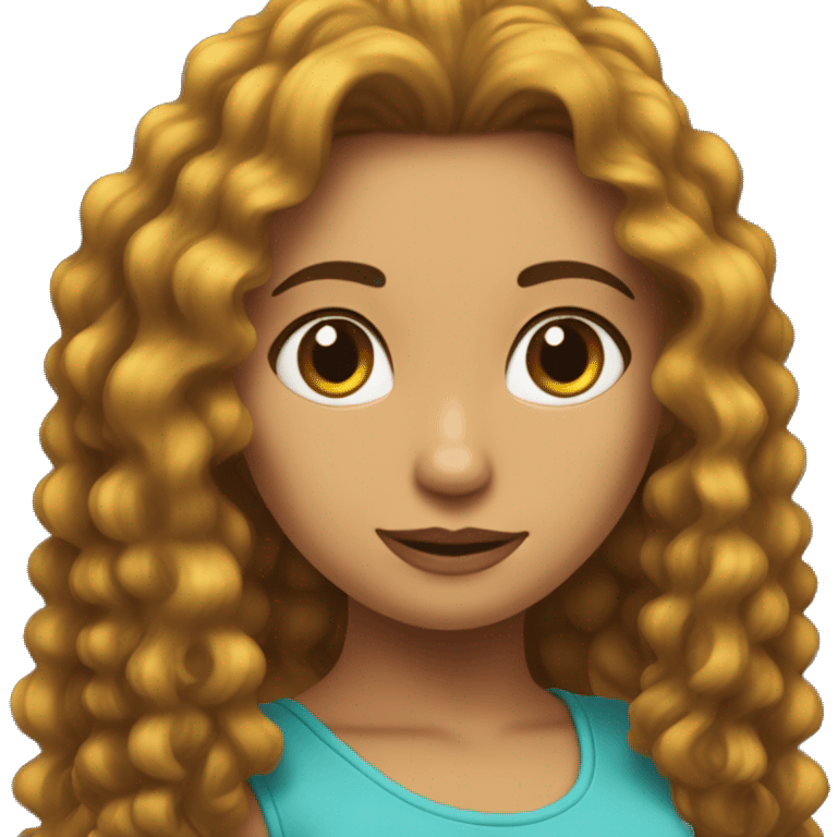 Chica de pelo rizado  largo y morena  emoji