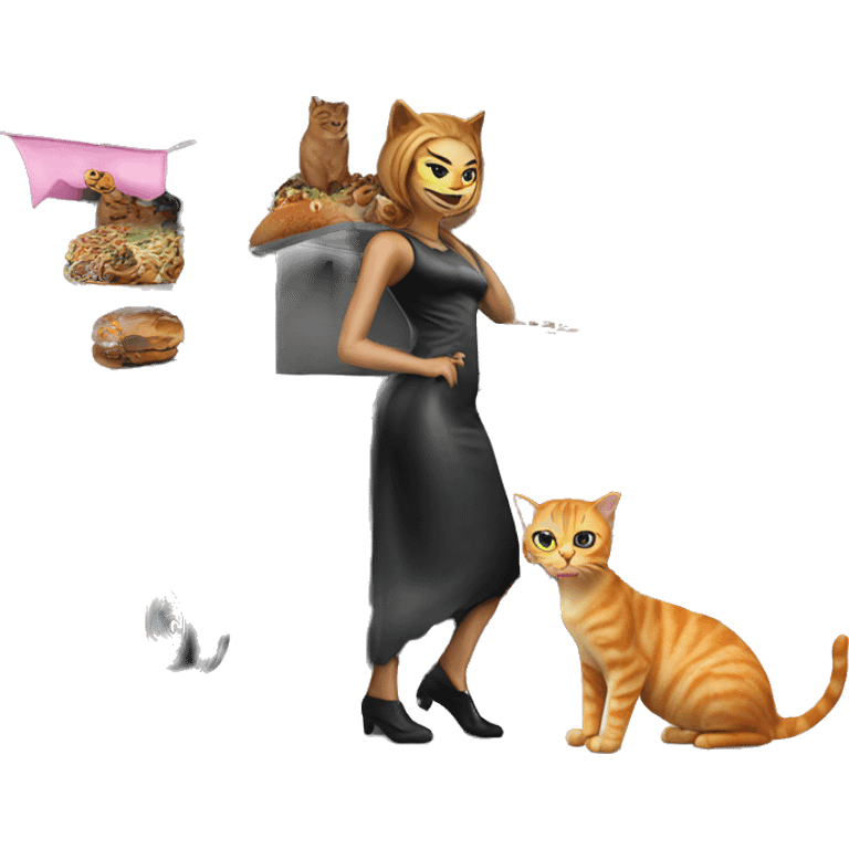 Realistic Cat Woman’s plastic dream house food truck  emoji