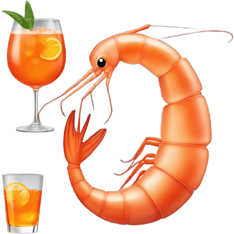 A shrimp chilling in an aperol spritz emoji