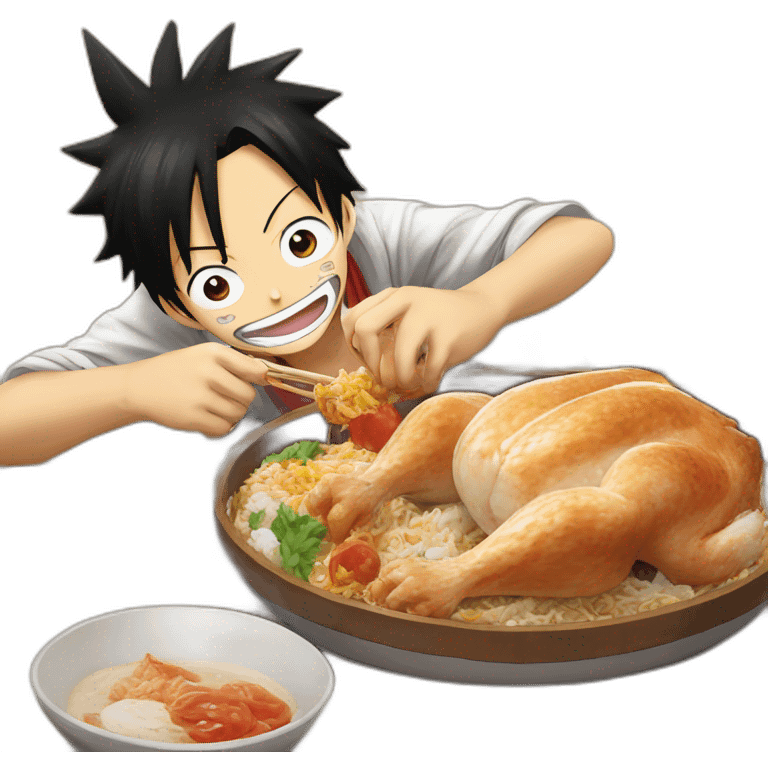 Luffy entrain de manger du poulet a wano emoji