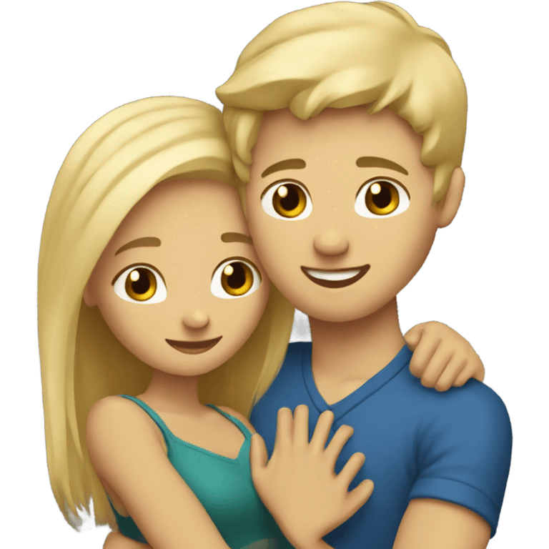 blonde hair girl hugging brown hair white guy  emoji