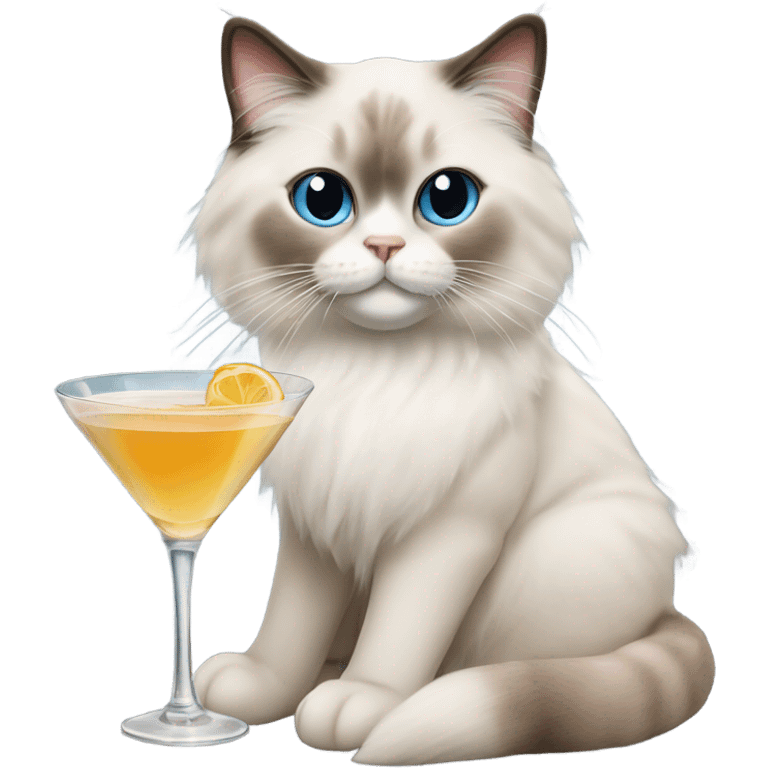 Ragdoll cat drinking martini drink emoji