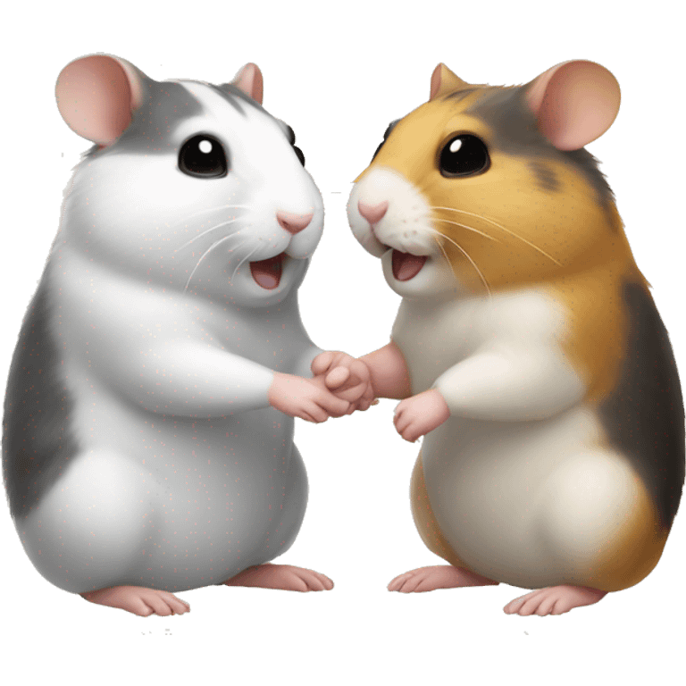 two hamsters giving handshake  emoji