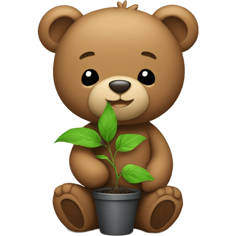 teddy bear holding a sapling emoji