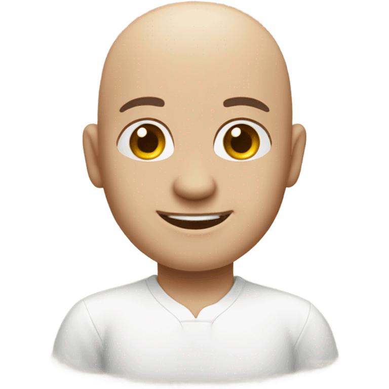 smiling bald man in white shirt  with a big butt emoji