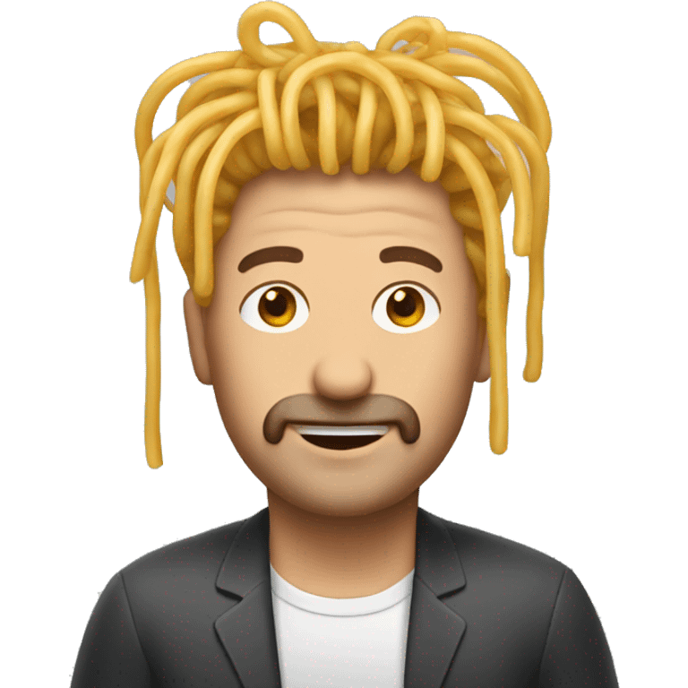 man with spaghetti as hair, emoji