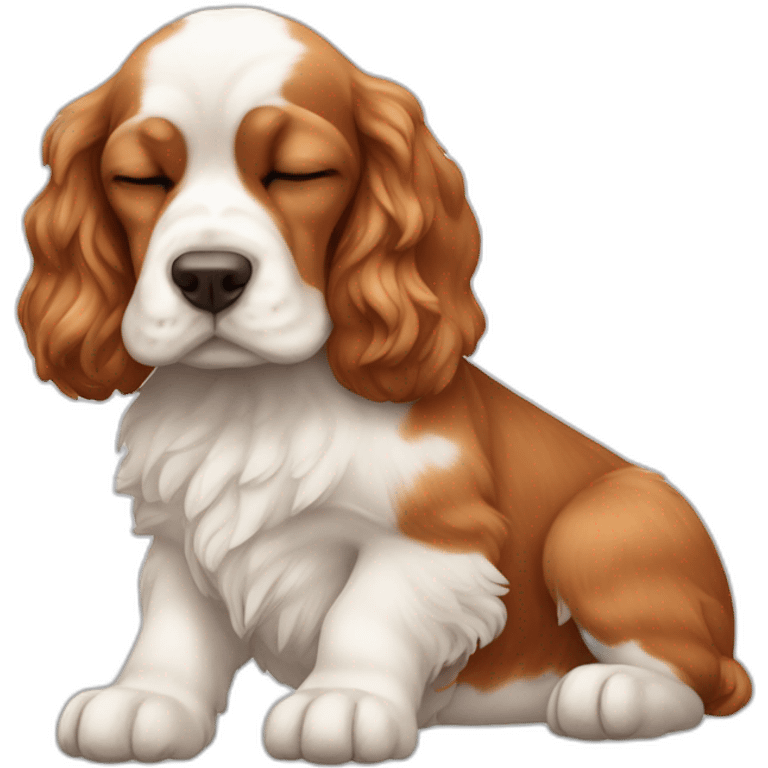 American cocker red and white, sleeping emoji