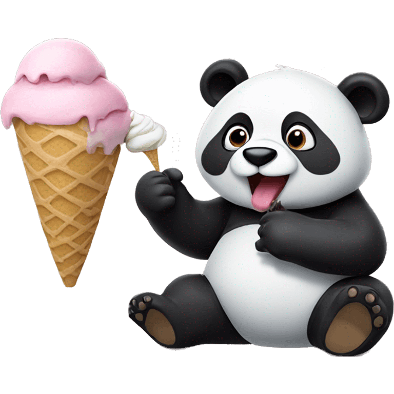 Panda eating ice cream emoji