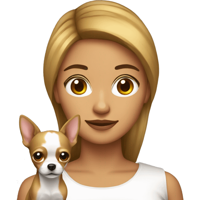 mujer pelo castaño con chihuahua emoji