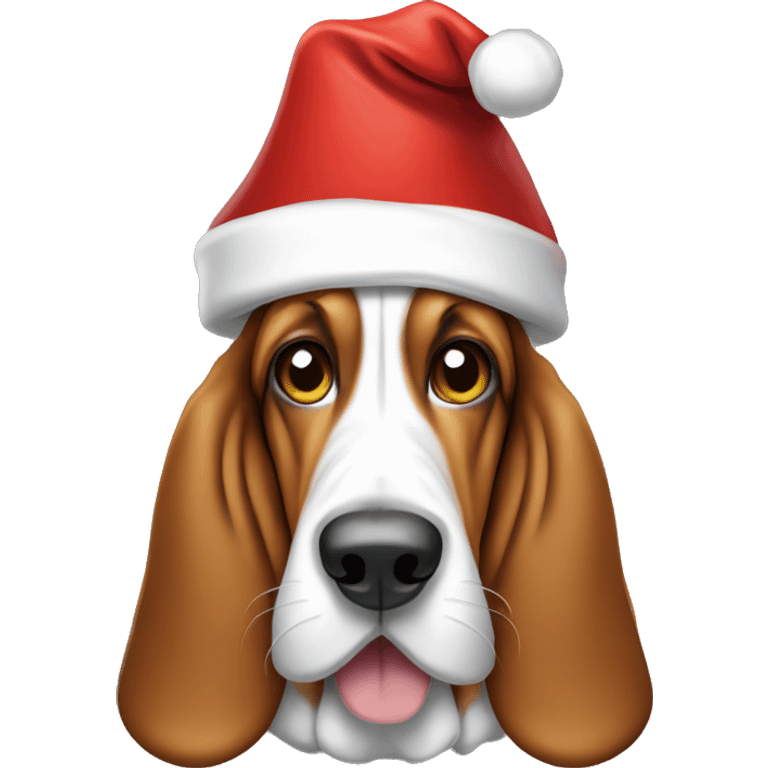 basset hound wearing santa hat emoji