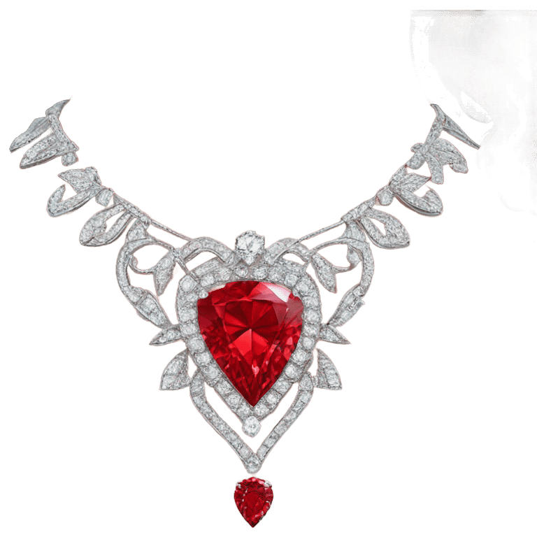 beautiful necklace with red diamond emoji