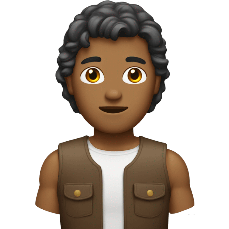 man with tan skin and brown mullet emoji