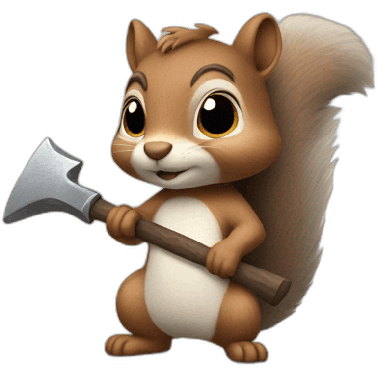 cute squirrel holding an heavy axe emoji