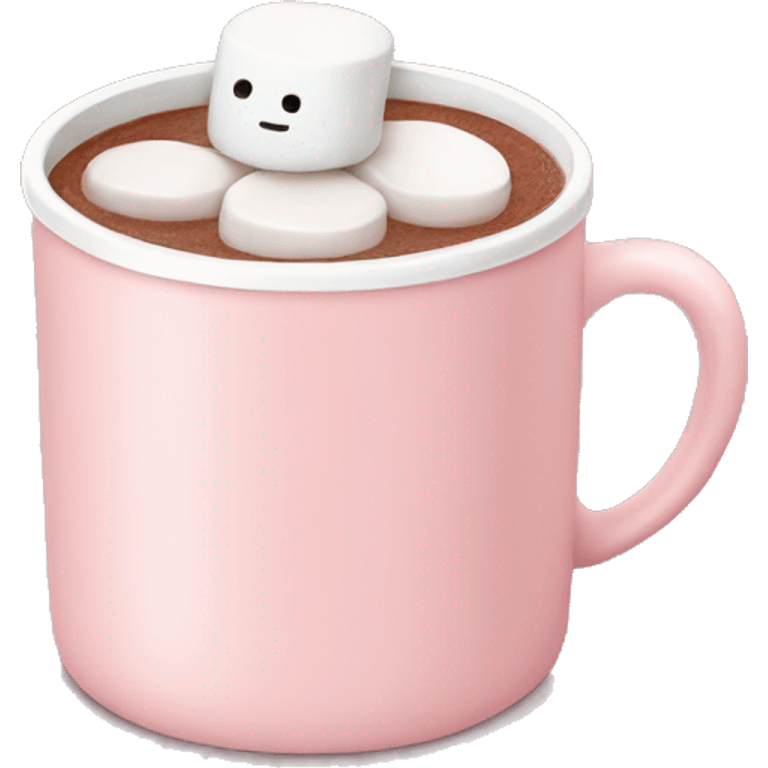 Light Pink mug of hot chocolate with marshmallows  emoji