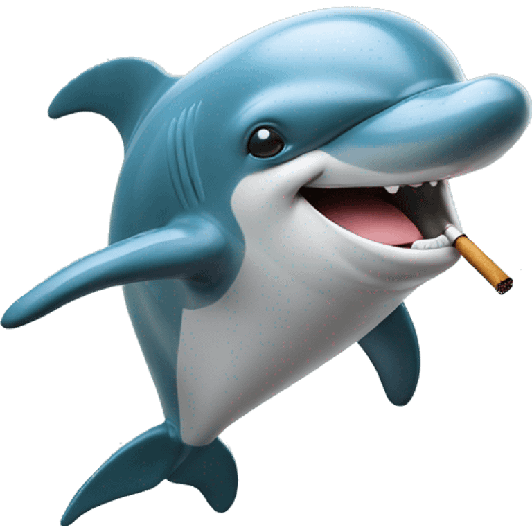 Dolphin with a smiley face smoking a cigarette  emoji