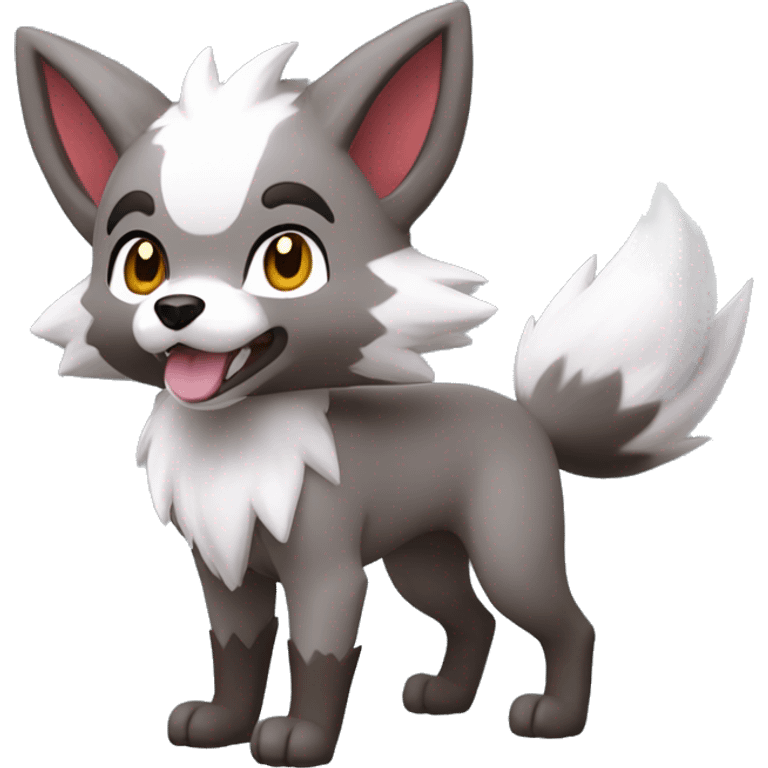 Kawaii Cool Chibi Poochyena-Rocruff-Lycanroc-Pokémon Full Body Detailed High Quality emoji