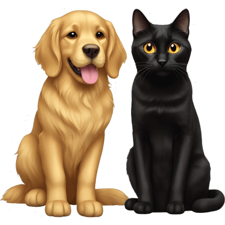 Black cat on golden retriver  emoji