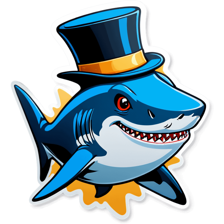 Shark with a top hat emoji