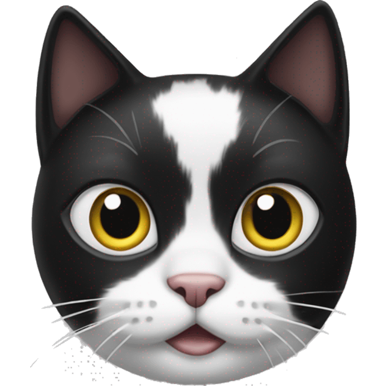 a black and white cat, that has a batman-like pattern on it's face emoji