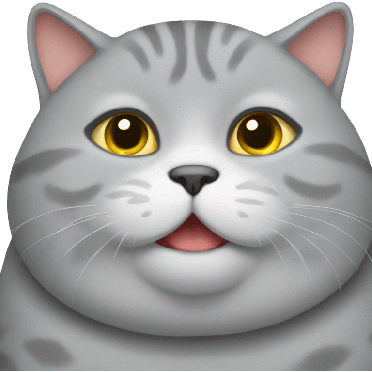 Grey fat cute cat emoji