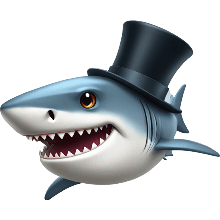 Shark with a top hat emoji