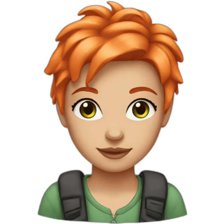 girl orange hair dark roots green eyes emoji