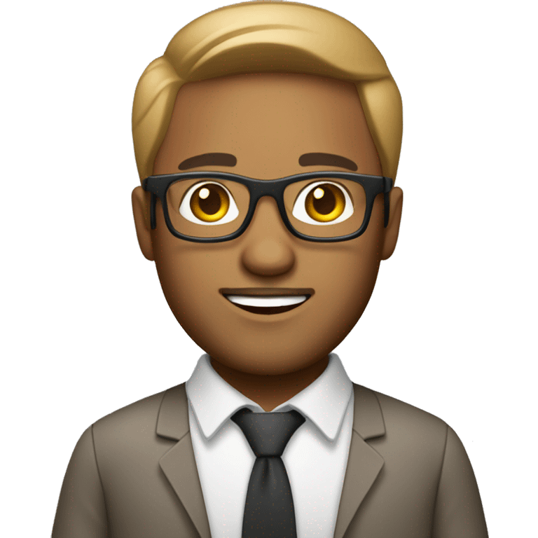 Call center agent wearing glasses with light beard and medium skin tone emoji