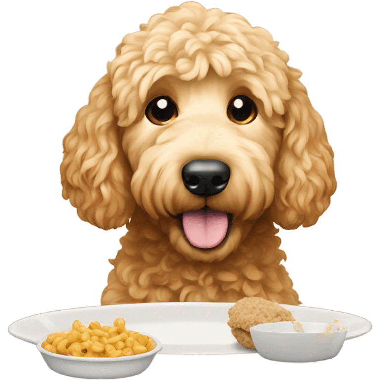 Golden doodle eating food emoji