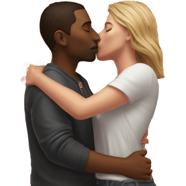 Hyper Realistic Couple kissing surrounded by red hearts and flowers  emoji