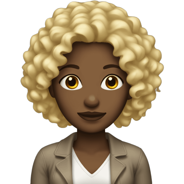 Medium dark skin woman with blonde curly hair emoji