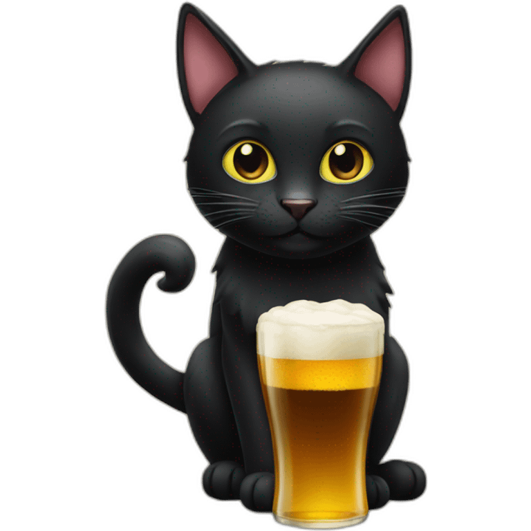 Black cat drink beer emoji