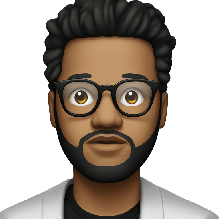 the weeknd in a black t-shirt, with a relaxed face and Apple Vision Pro glasses over his eyes emoji