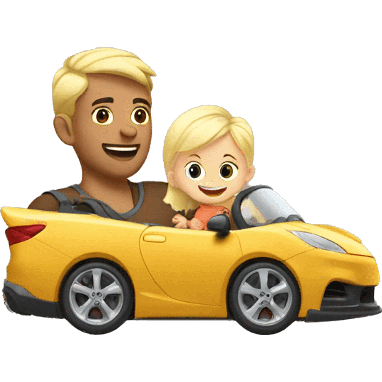 blonde dad plays cars with babyson emoji