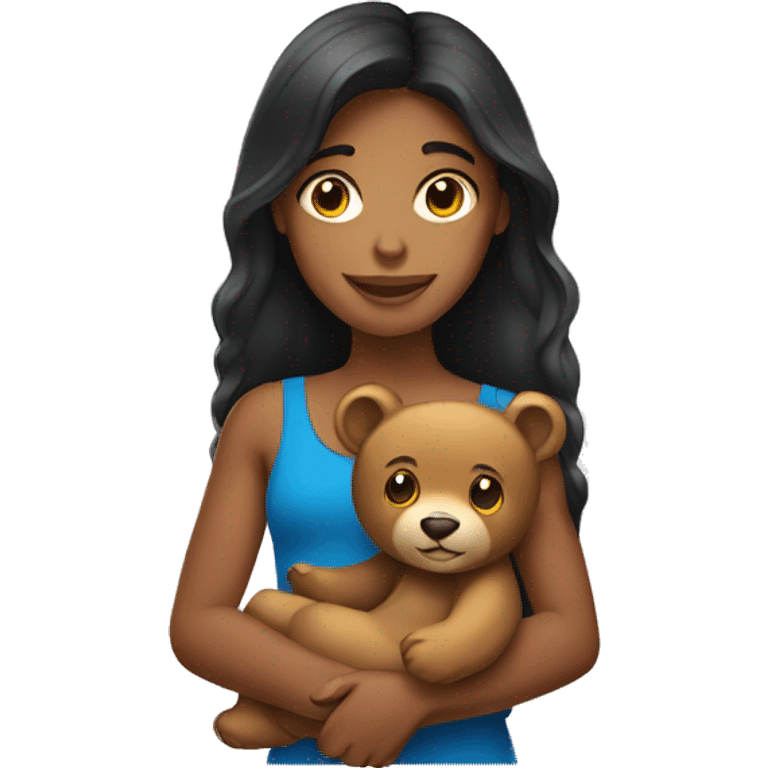 Brazilian girl holding a bear emoji