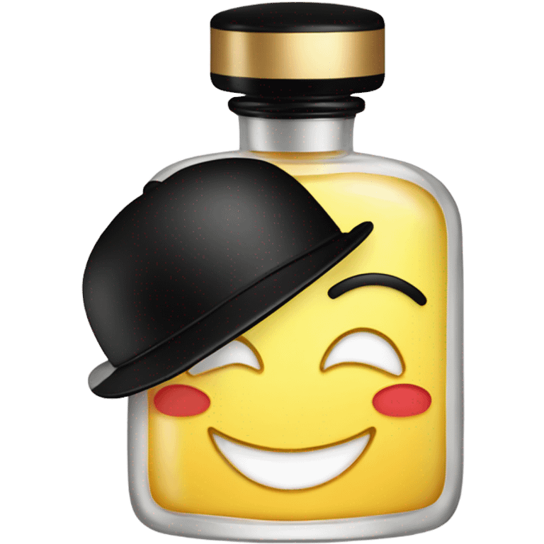 smiling perfume with black cap emoji