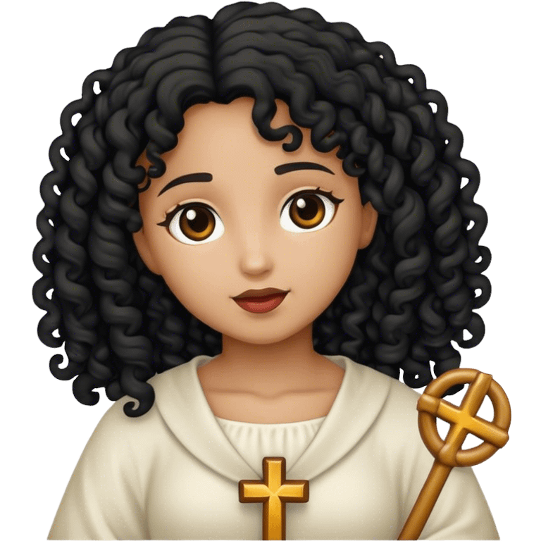 devocional girl Christ black curly emoji