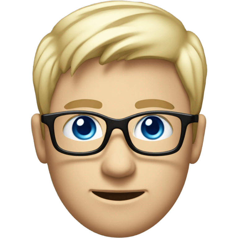 European male, blue eyes, short hair, blond, tech nerd, specs black, pcb designer, apple emoji