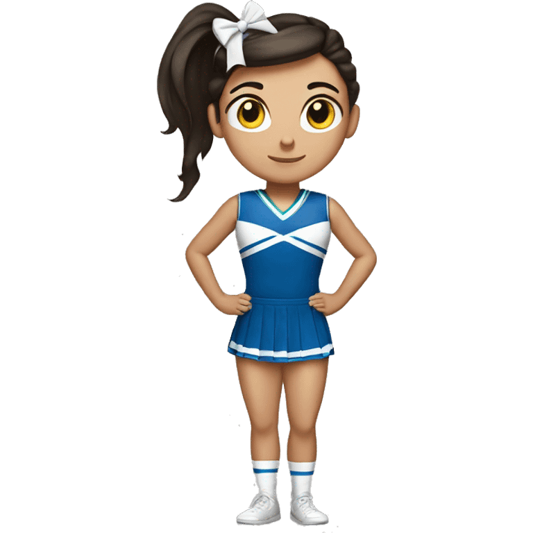 Brunette girl all star cheer uniform high ponytail with a  bow  emoji